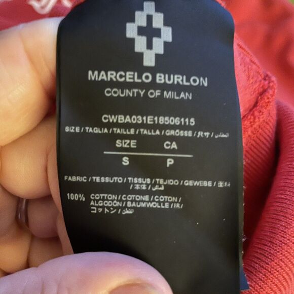 Marcelo Burlon Cupido Tattoo Graphic Red Cotton Pullover Sweatshirt NWOT Size S - Picture 9 of 10